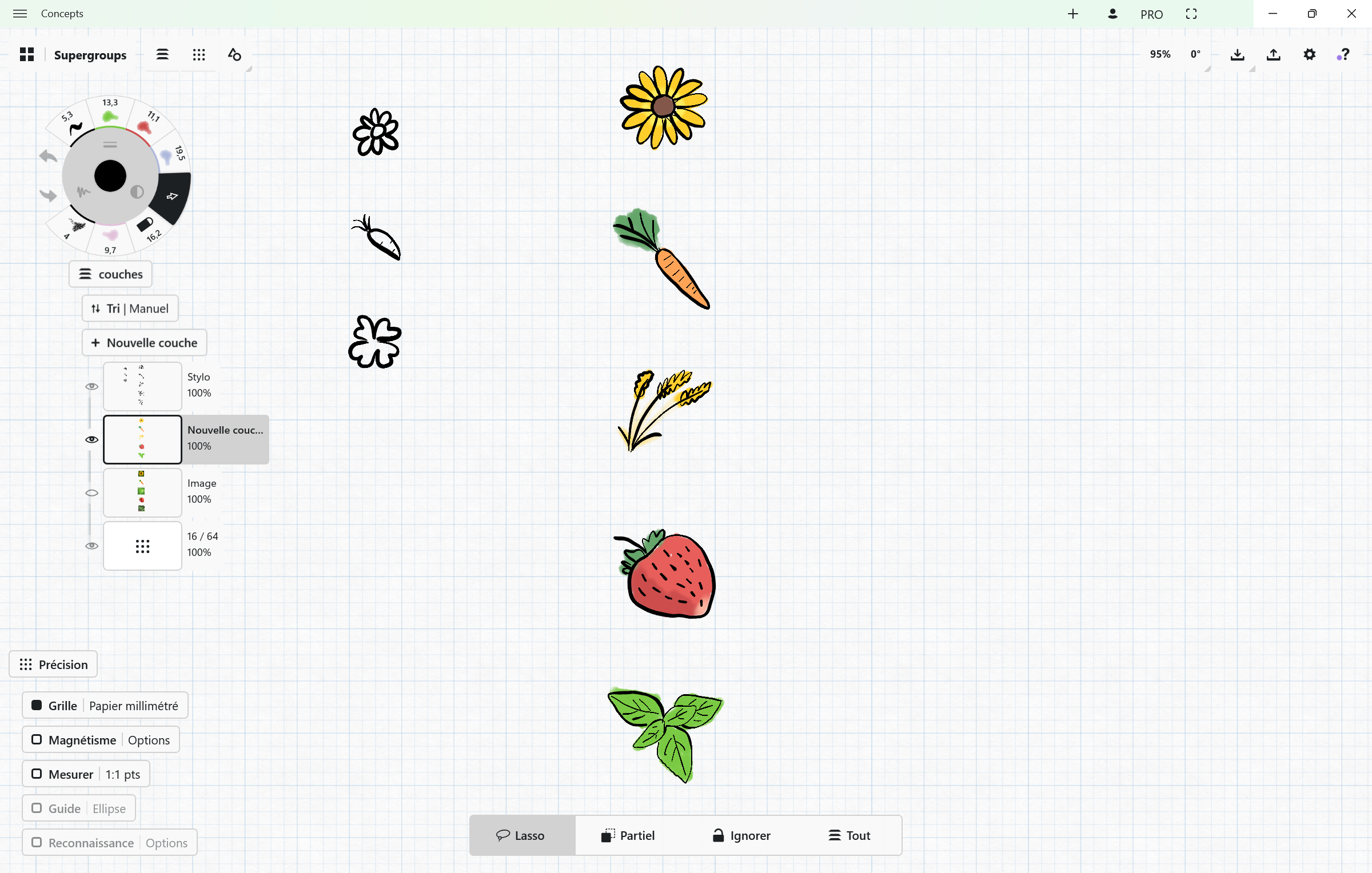I draw many UI elements by hand.